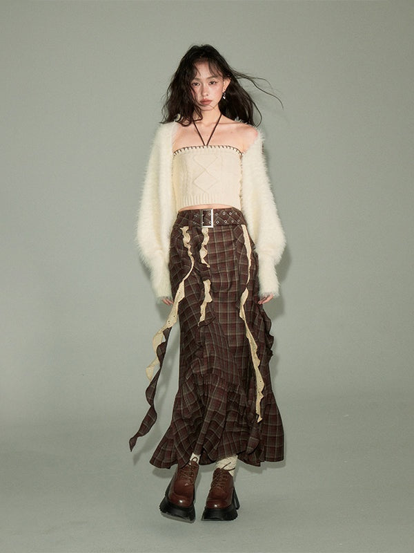 Plaid Frill Flounce Skirt - chiclara