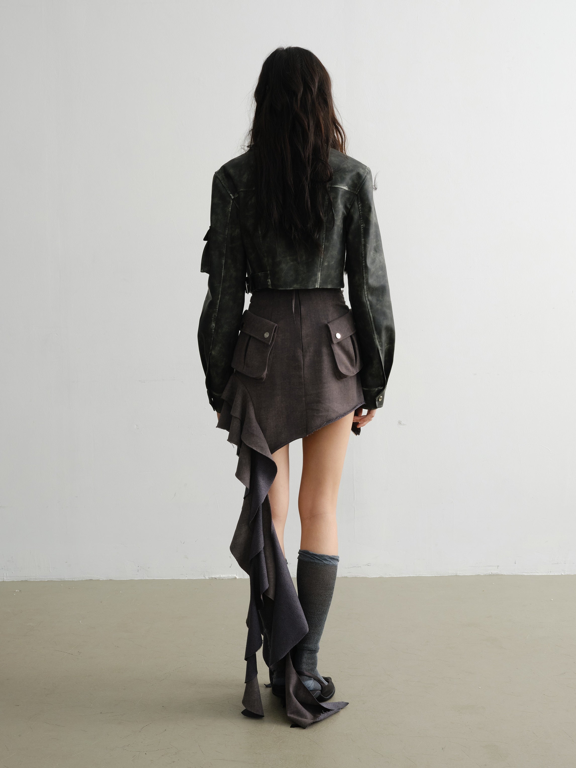 Elegant Ruffled Suspender Dress With Unique Zipper Detail - chiclara