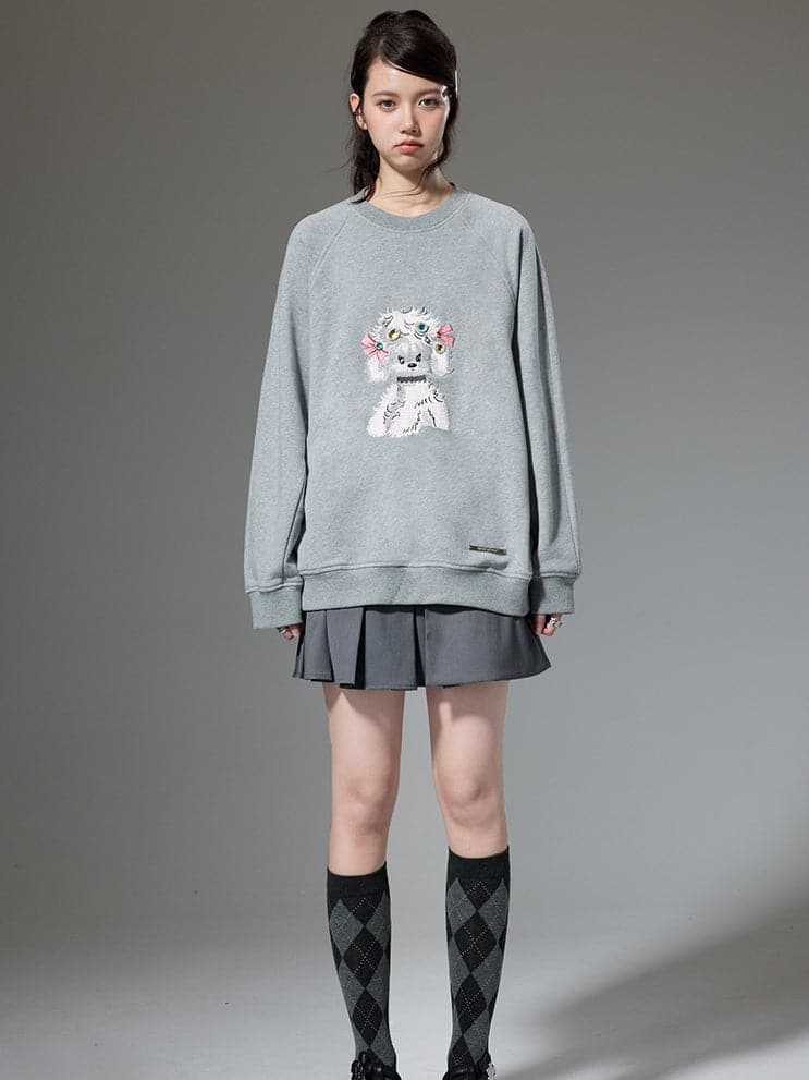 Embroidered Puppy Sweatshirt - chiclara