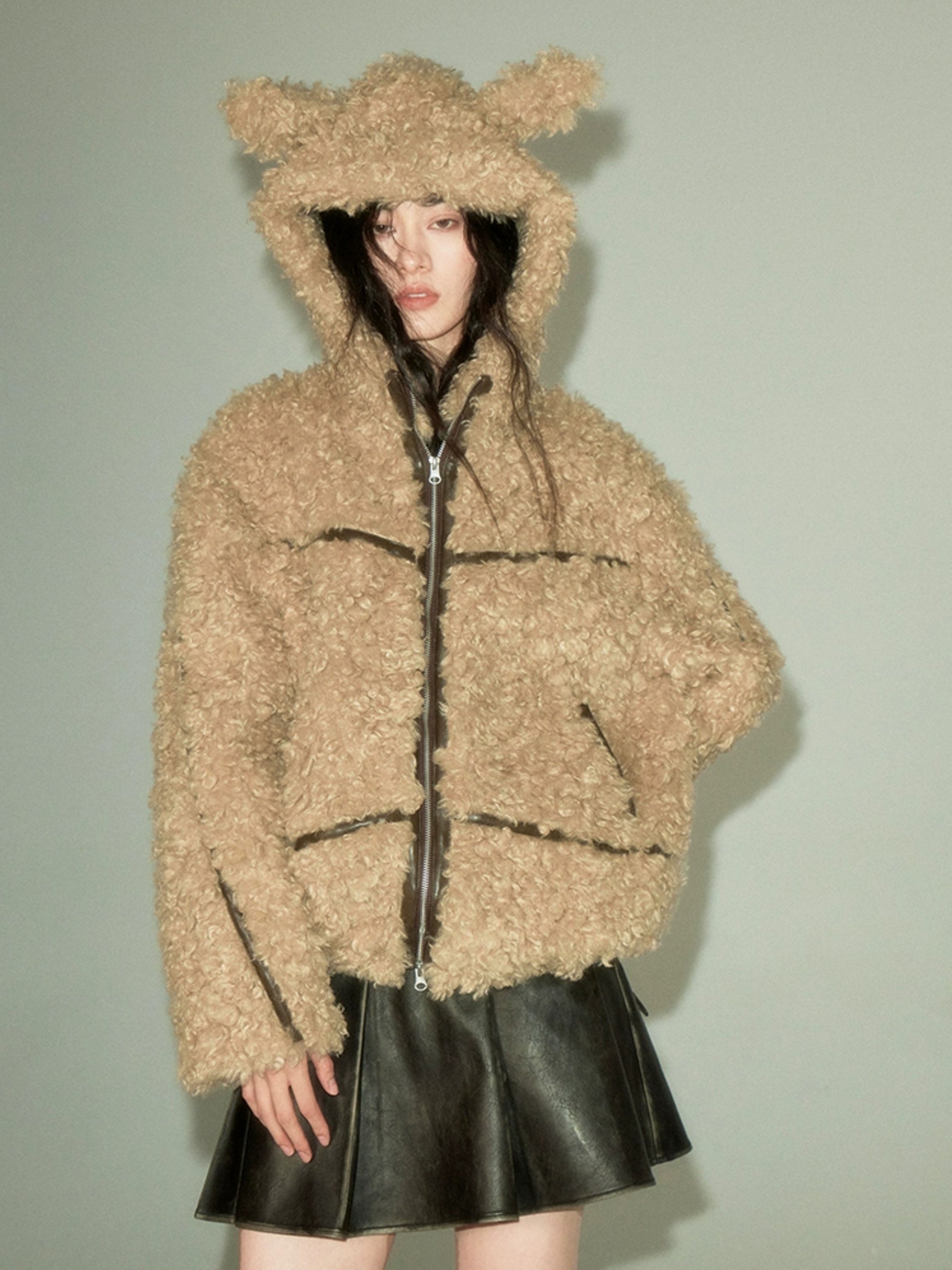 Sustainable Rabbit-Eared Fur Coat - chiclara