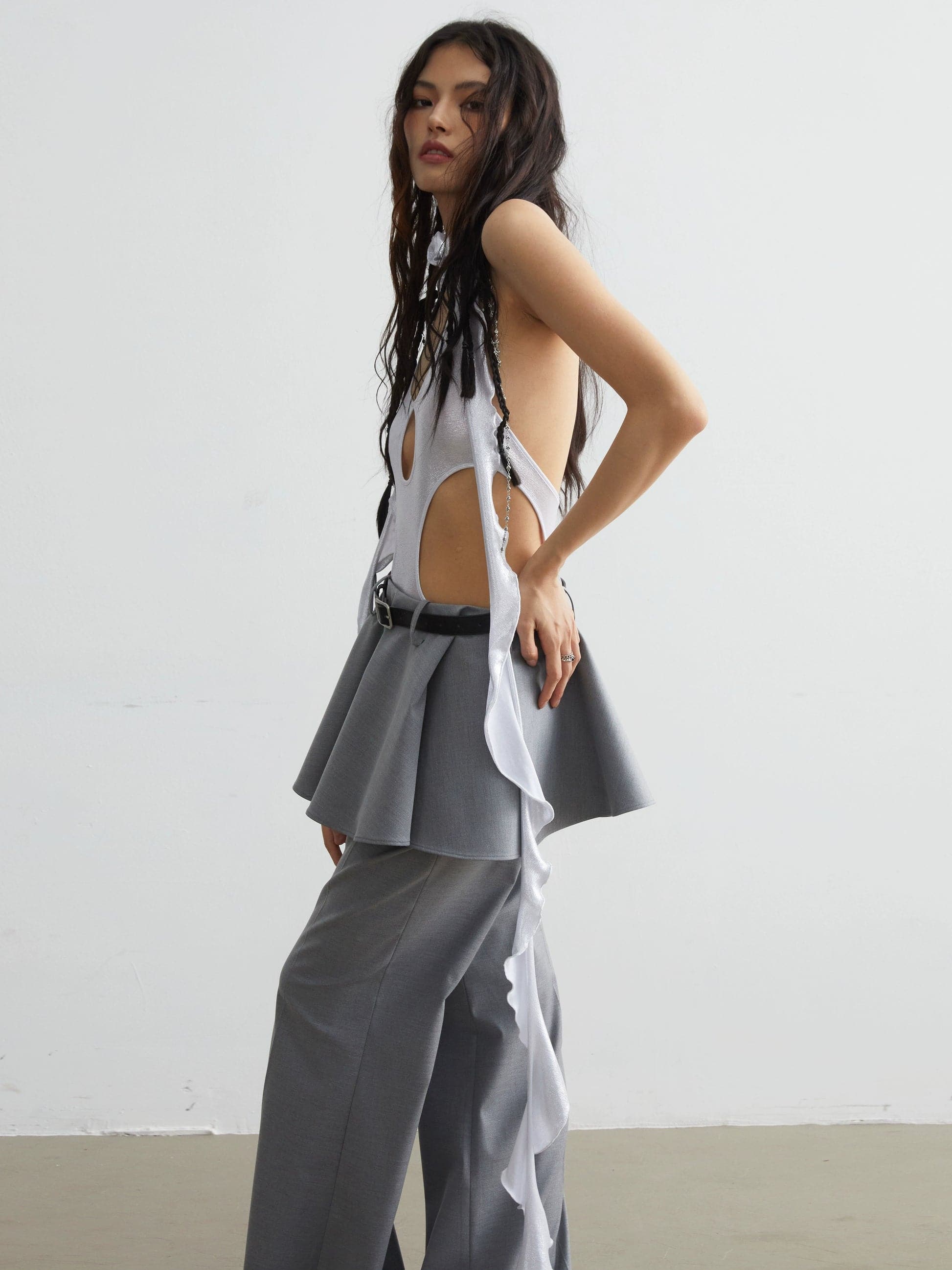 Silver Metallic Stretch Bodysuit - Sleek And Sensual - chiclara