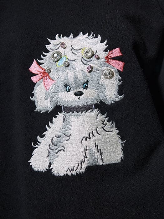 Embroidered Puppy Sweatshirt - chiclara