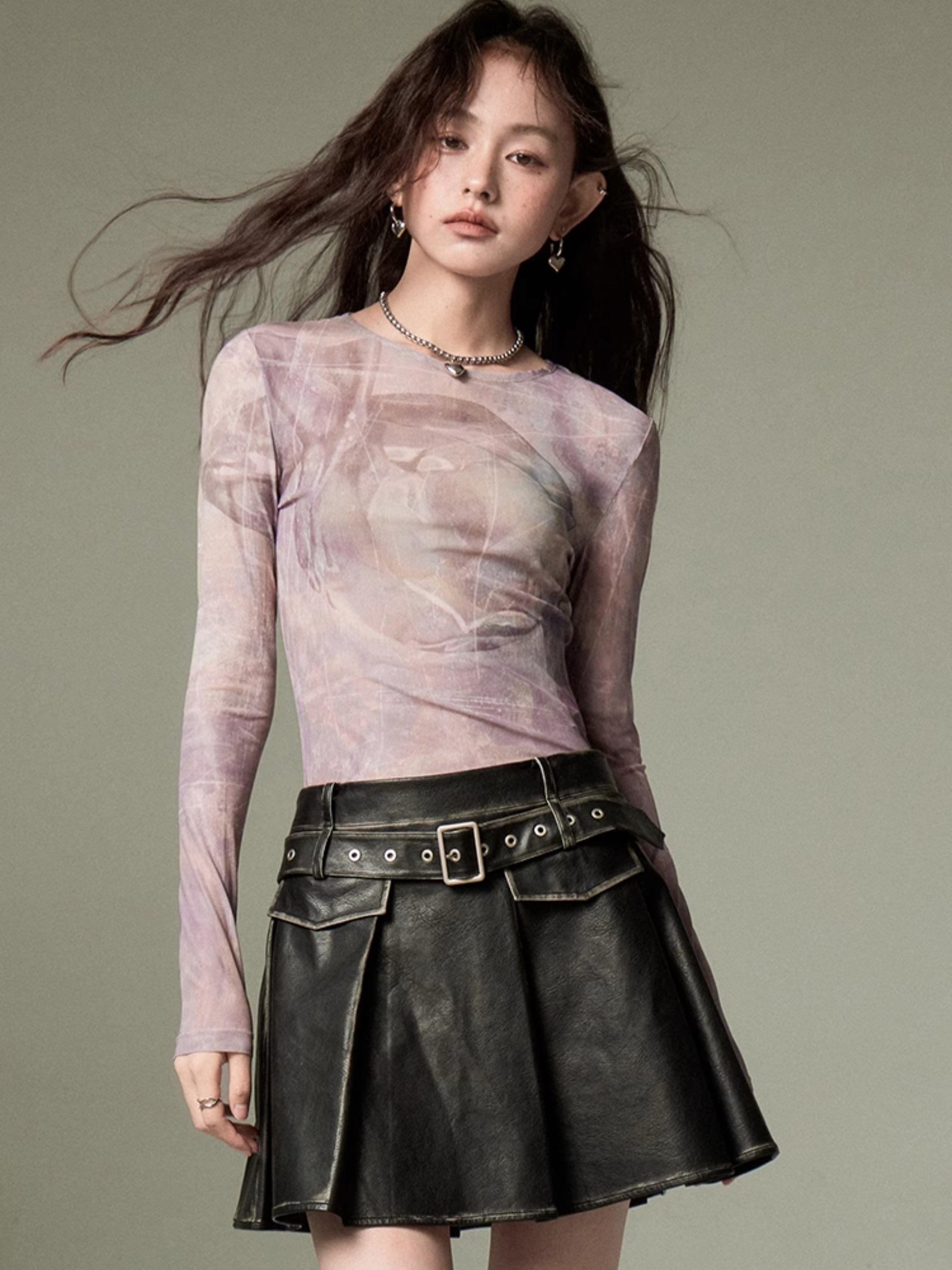 Vintage Pleated Leather Skirt - chiclara