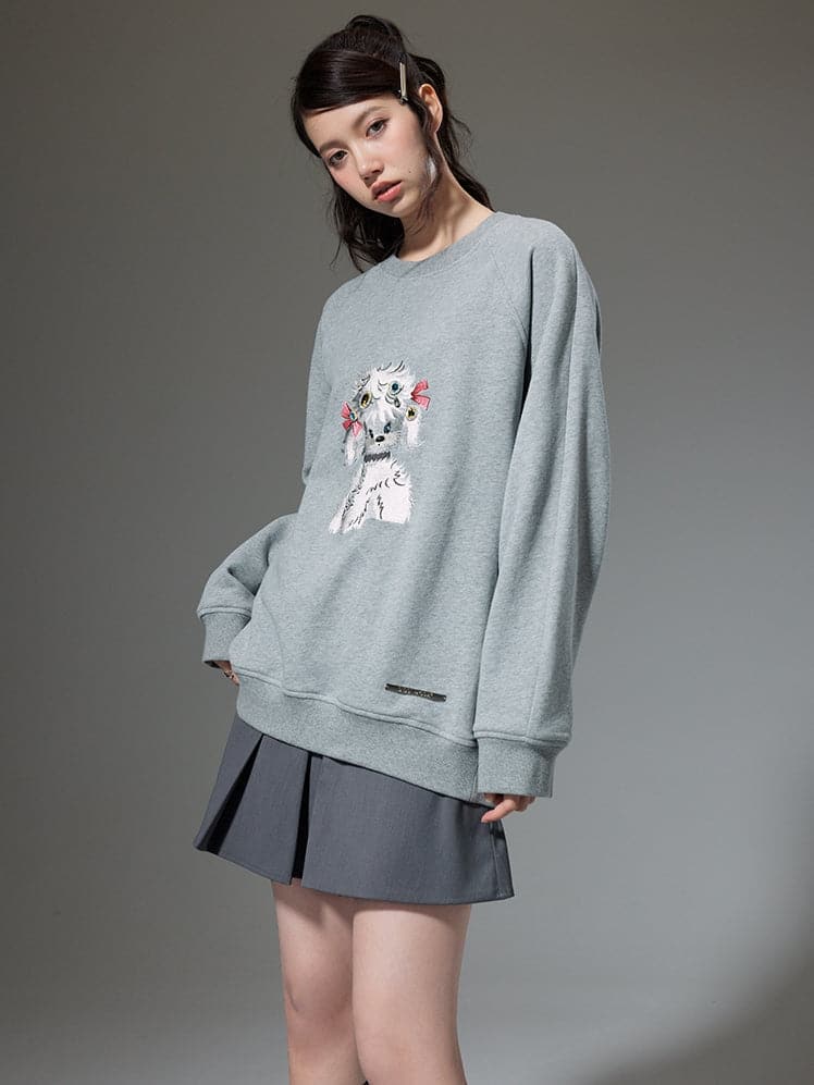 Embroidered Puppy Sweatshirt - chiclara
