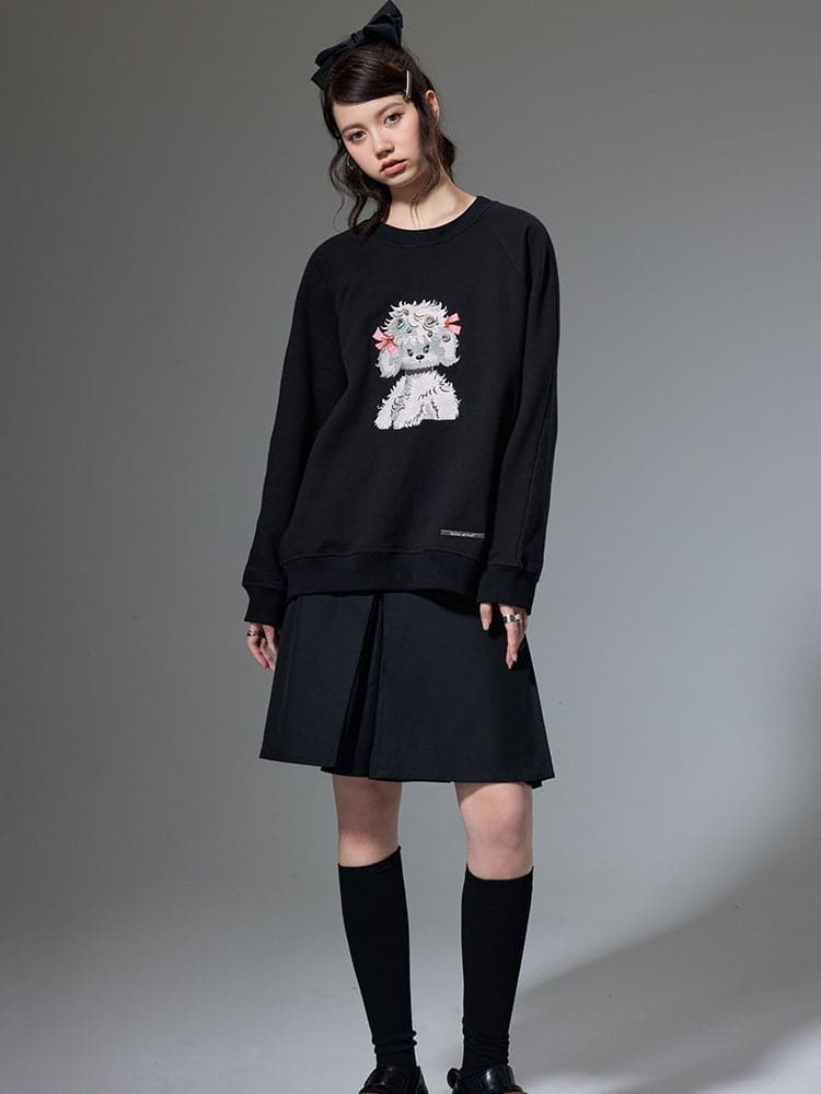 Embroidered Puppy Sweatshirt - chiclara