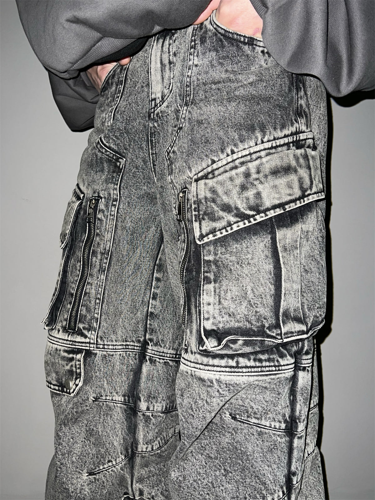 Work Style Multi-Pocket Jeans - chiclara