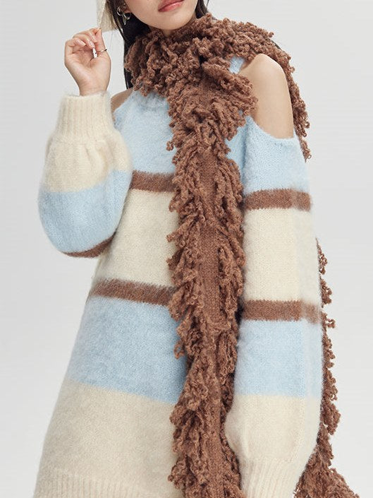 Fringe-Trimmed Wrap Scarf - chiclara
