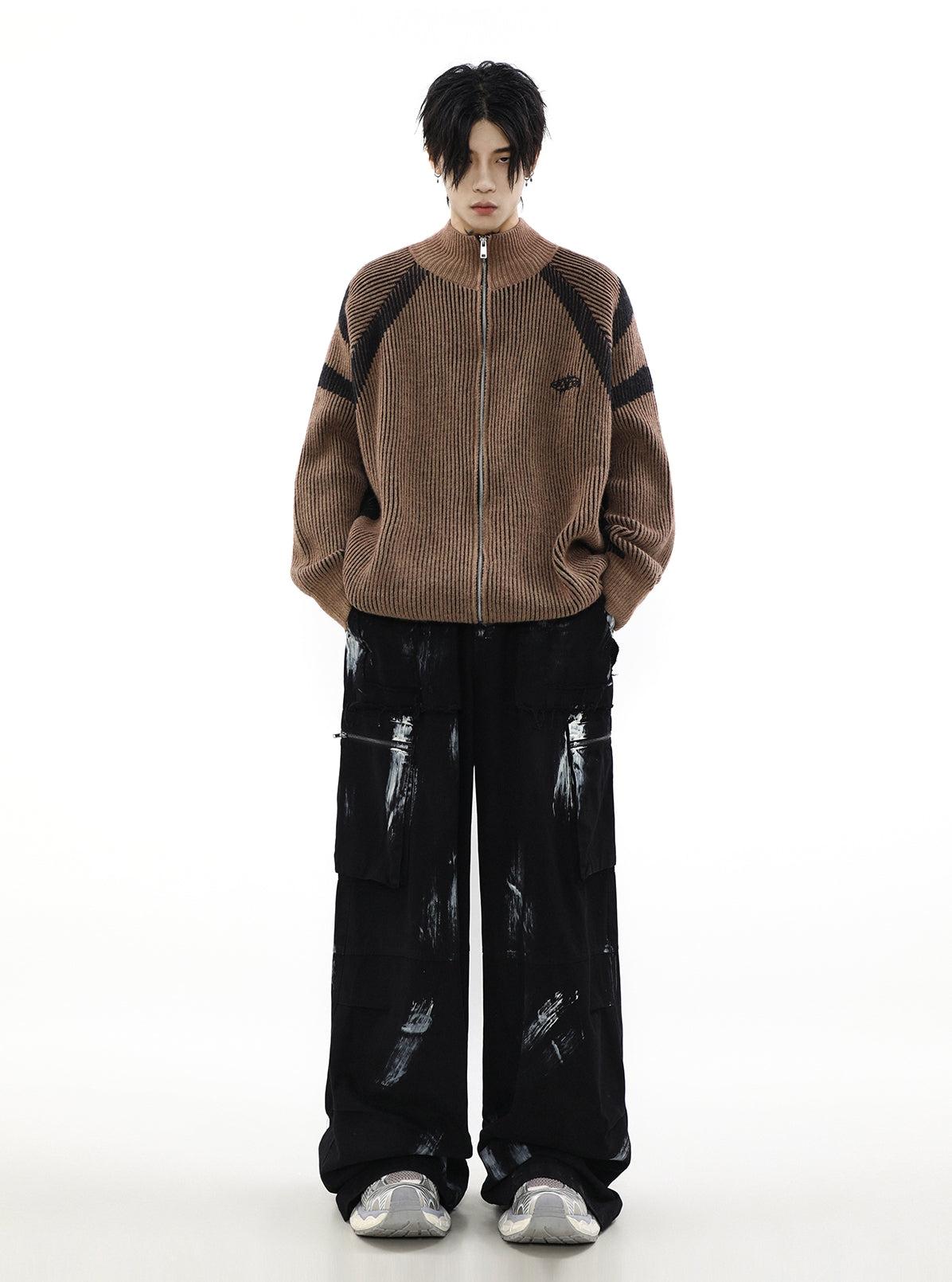 High-Neck Oversize Knit Cardigan - chiclara