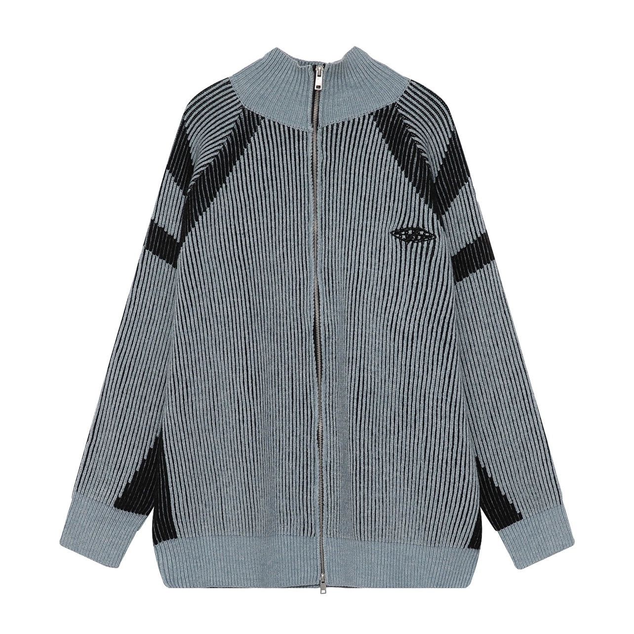 High-Neck Oversize Knit Cardigan - chiclara