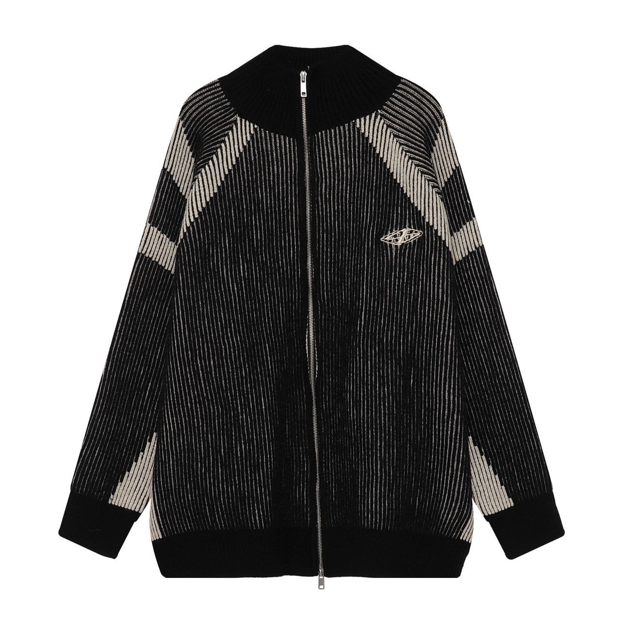 High-Neck Oversize Knit Cardigan - chiclara