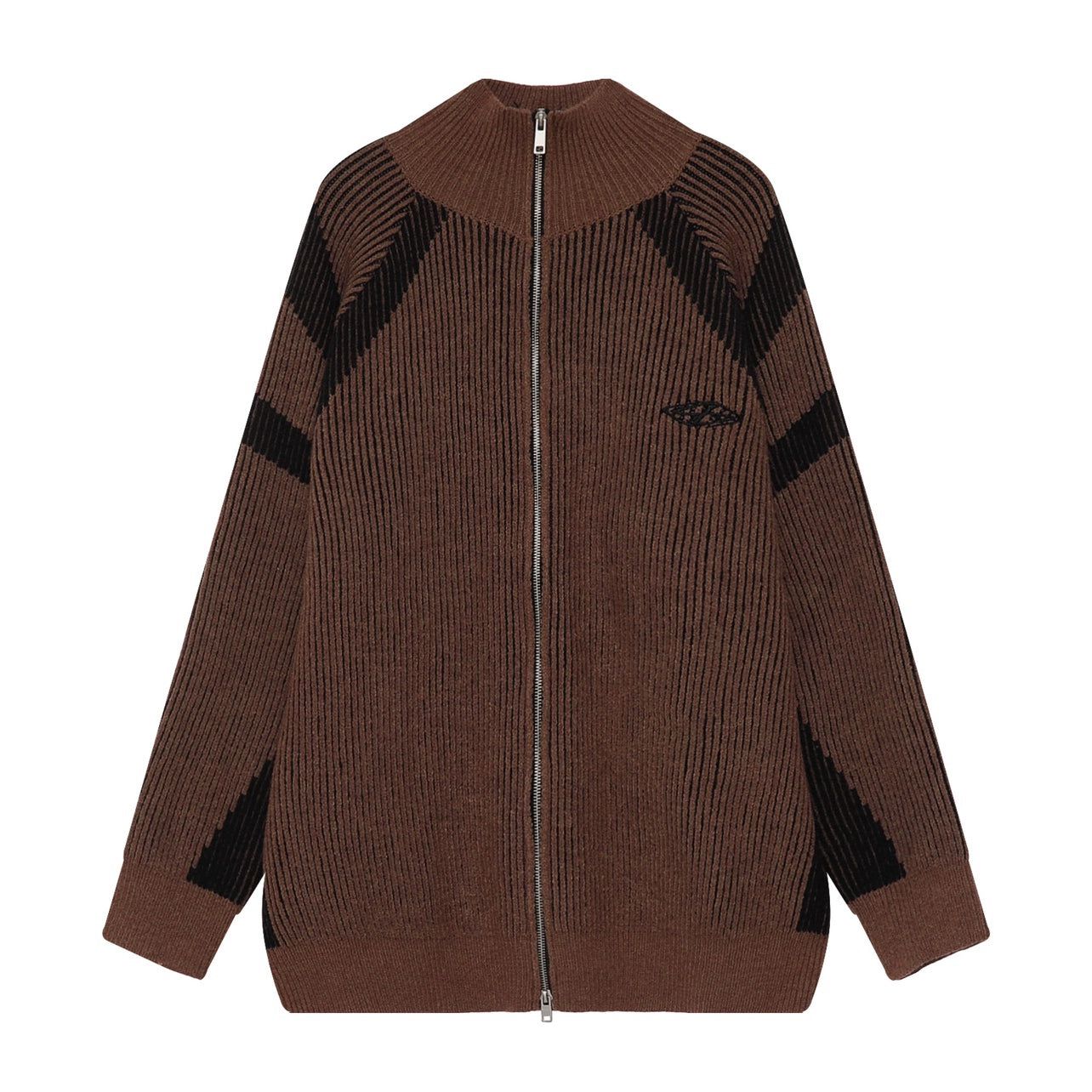 High-Neck Oversize Knit Cardigan - chiclara
