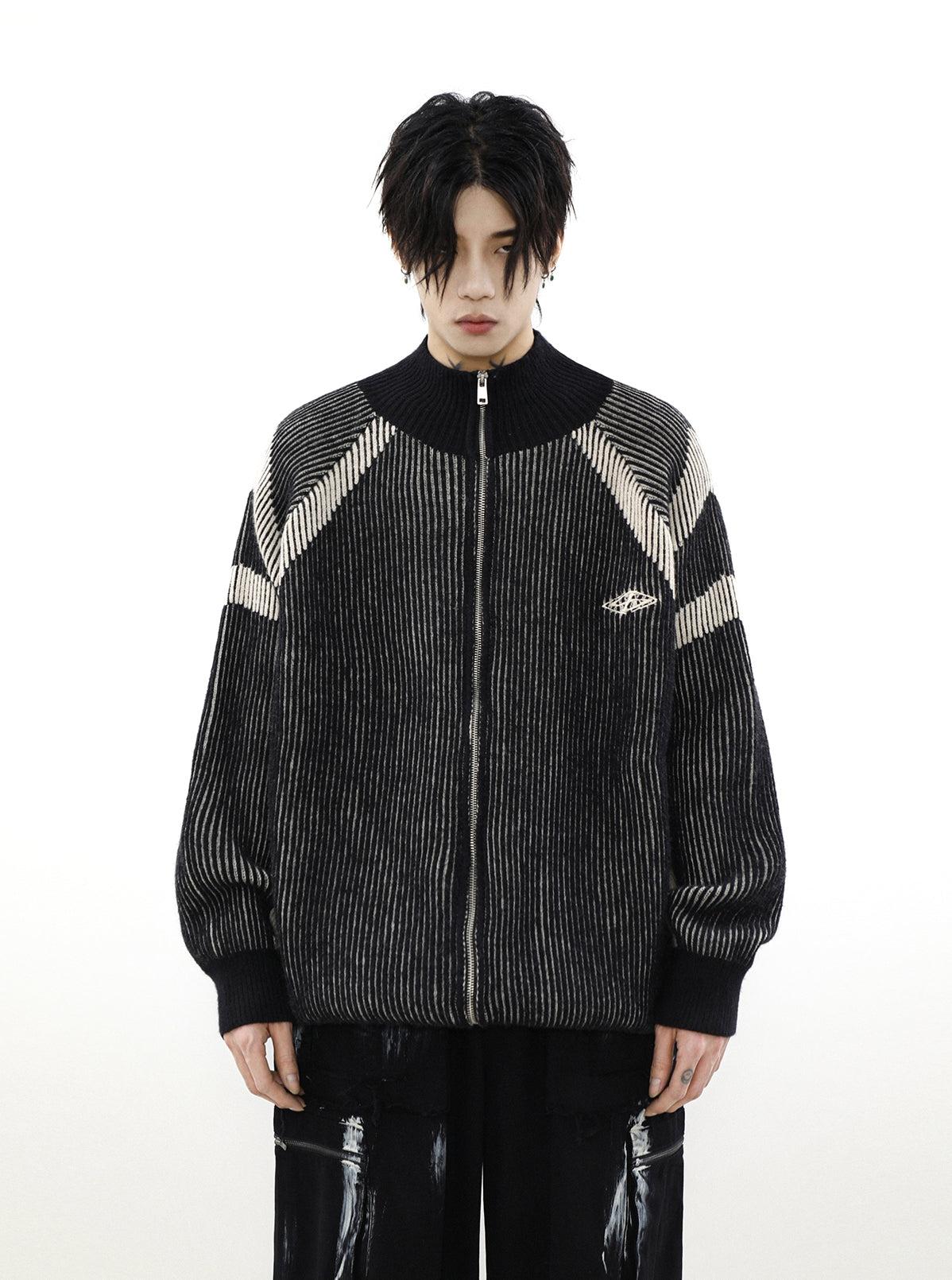 High-Neck Oversize Knit Cardigan - chiclara