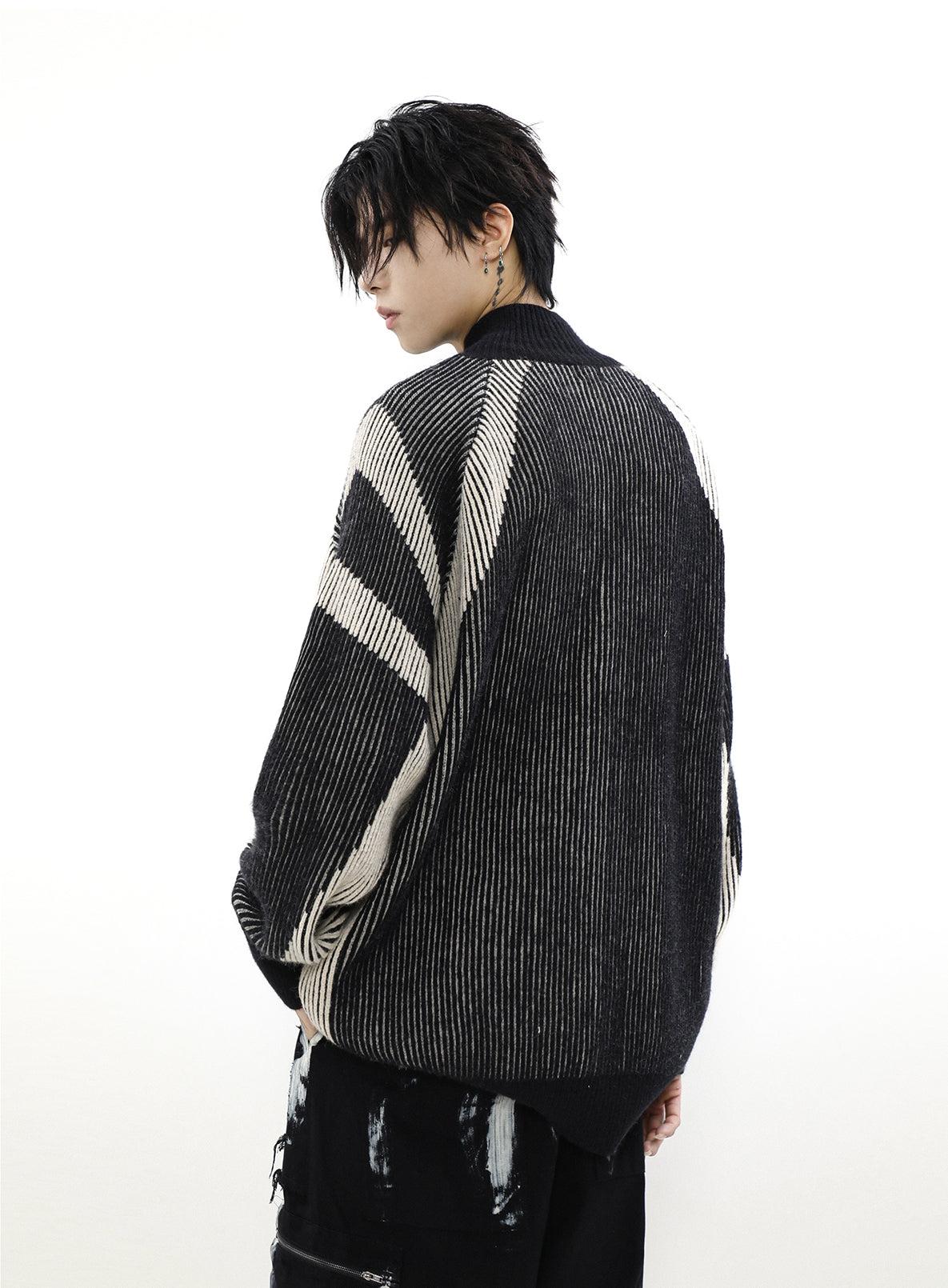 High-Neck Oversize Knit Cardigan - chiclara