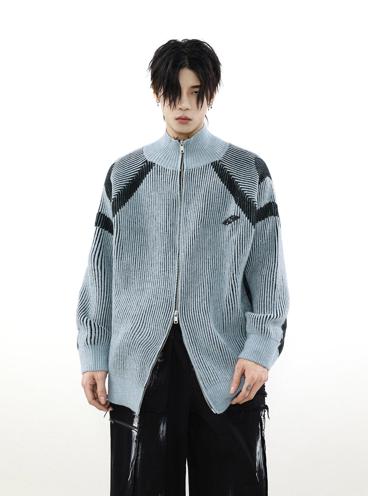 High-Neck Oversize Knit Cardigan - chiclara