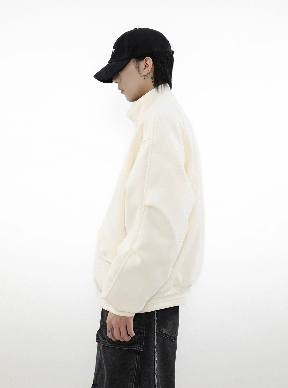 Puffed Collar Wool-Effect Jacket - chiclara