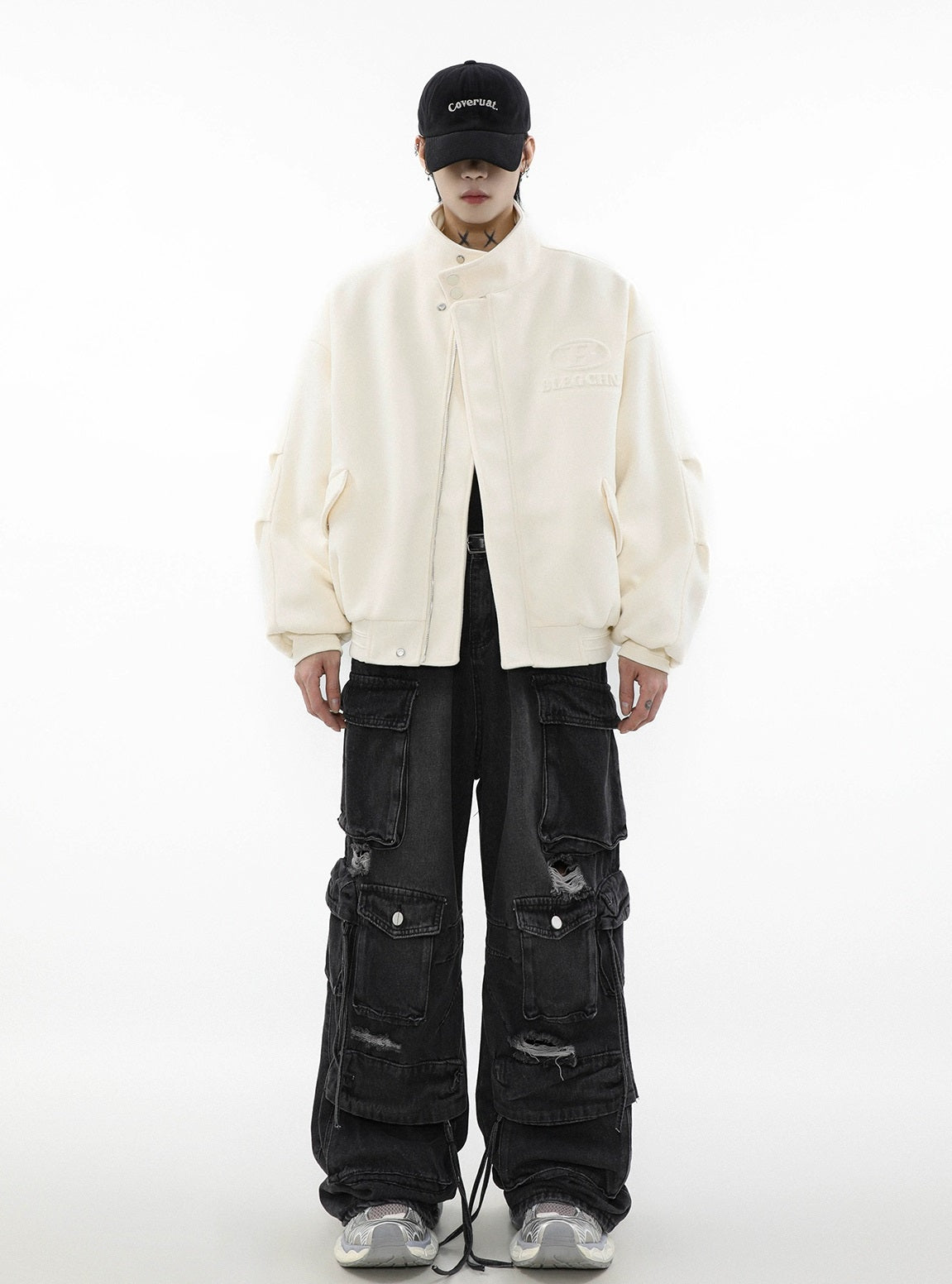 Puffed Collar Wool-Effect Jacket - chiclara