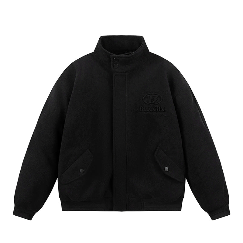 Puffed Collar Wool-Effect Jacket - chiclara