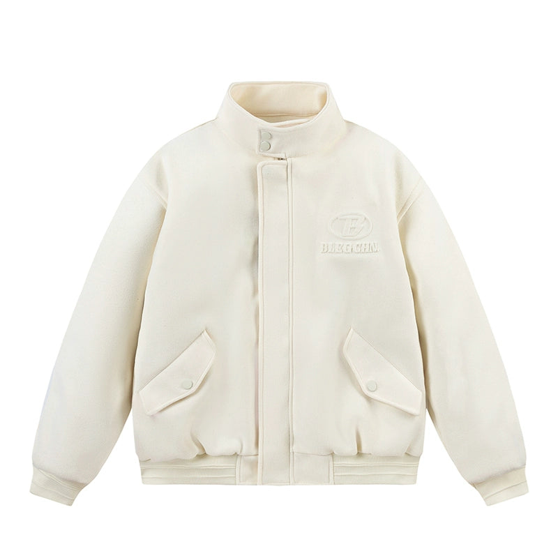 Puffed Collar Wool-Effect Jacket - chiclara