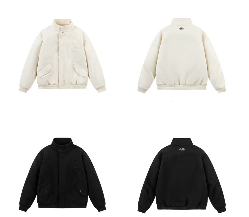 Puffed Collar Wool-Effect Jacket - chiclara
