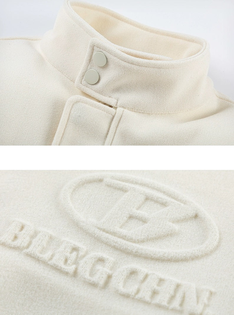 Puffed Collar Wool-Effect Jacket - chiclara
