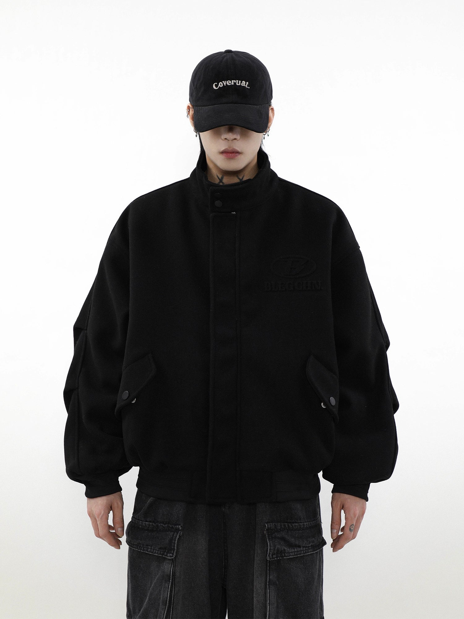Puffed Collar Wool-Effect Jacket - chiclara