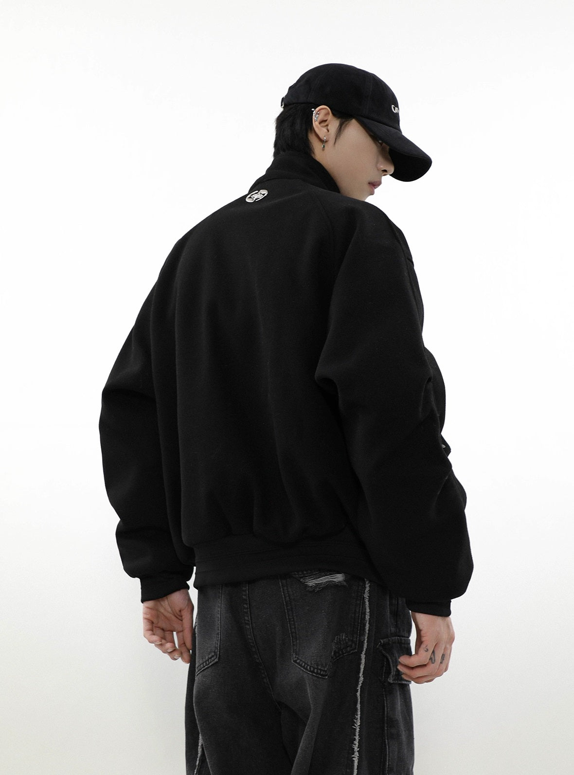 Puffed Collar Wool-Effect Jacket - chiclara
