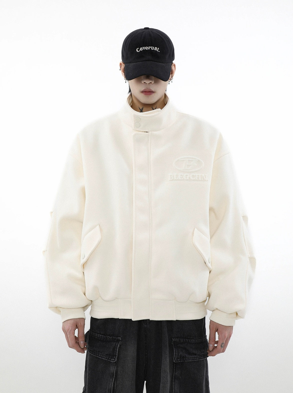 Puffed Collar Wool-Effect Jacket - chiclara