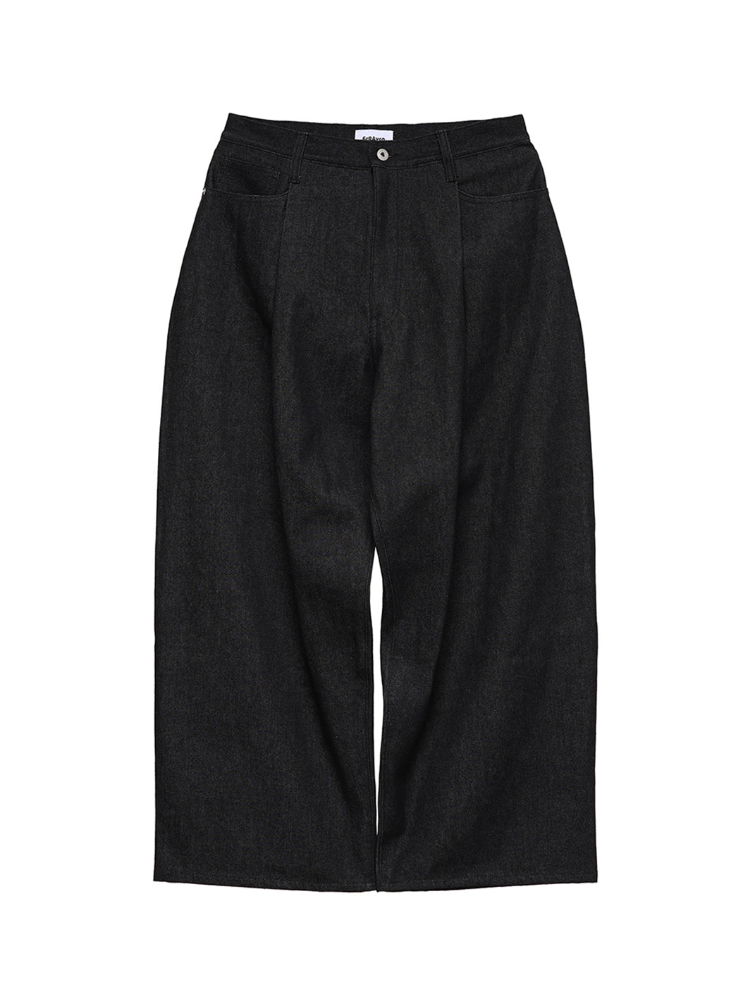 11.3oz Black Non-Fade Wide-Leg Baggy Denim Pants