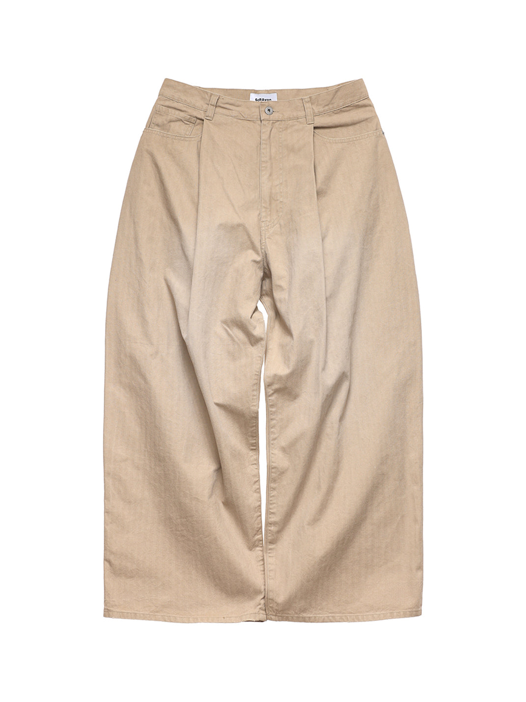 Khaki Classic Herringbone Washed Wide-Leg Trousers