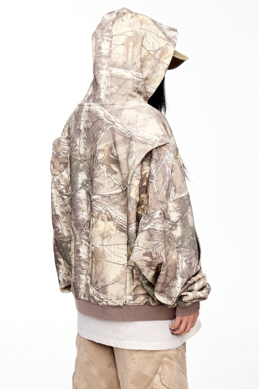 Men's Distressed Camouflage Hooded Sweatshirt