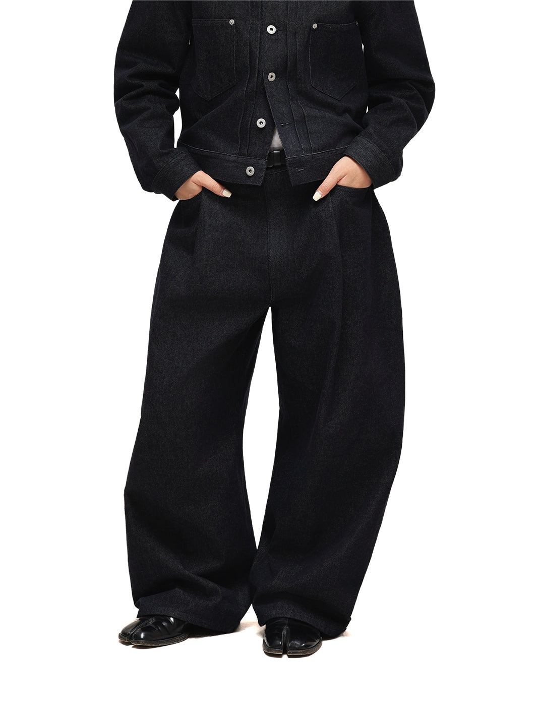 11.3oz Indigo Blue Non-Fade Wide-Leg Baggy Denim Pants