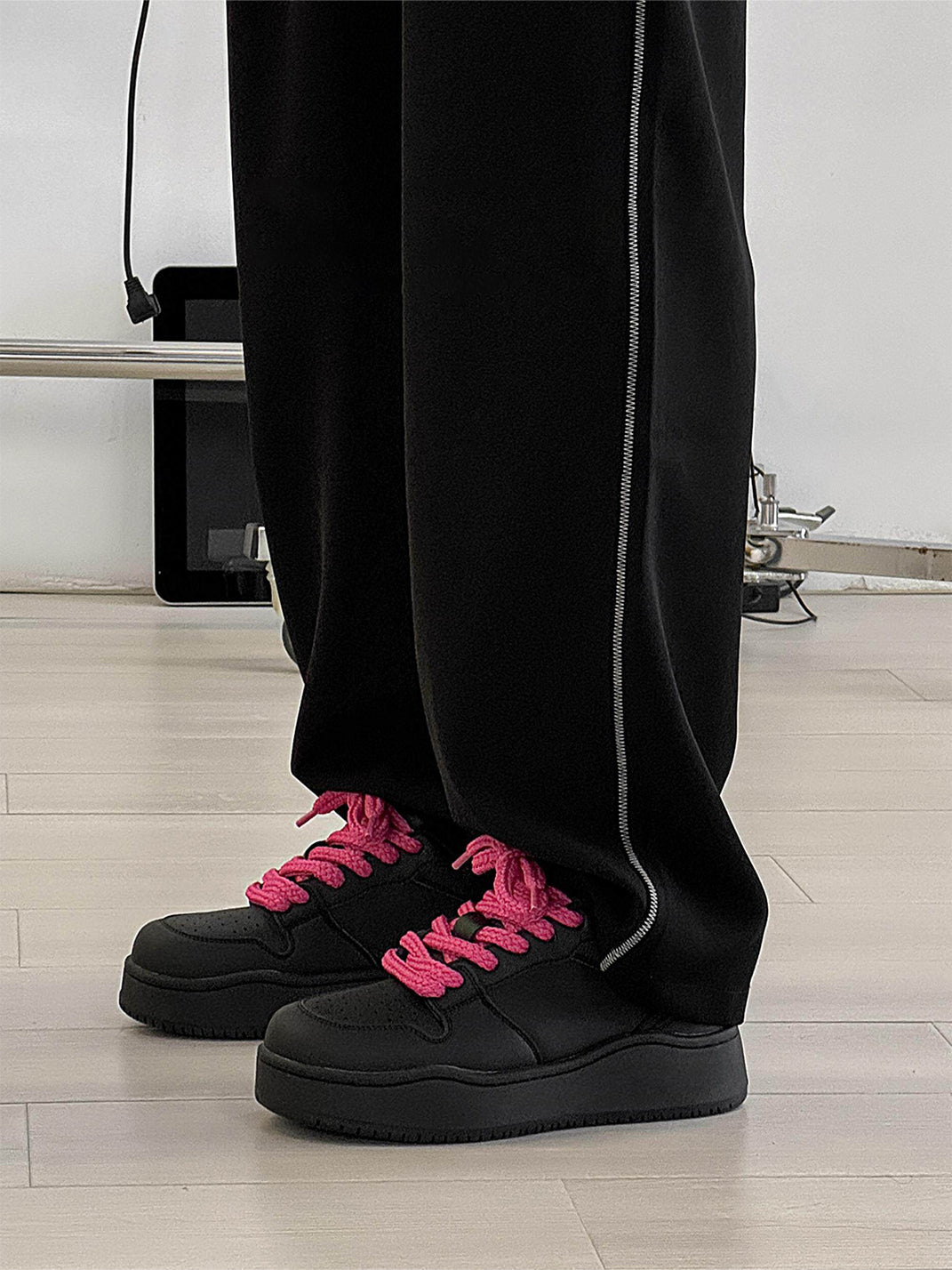 Contrast Lacing Structured Chunky Sneakers