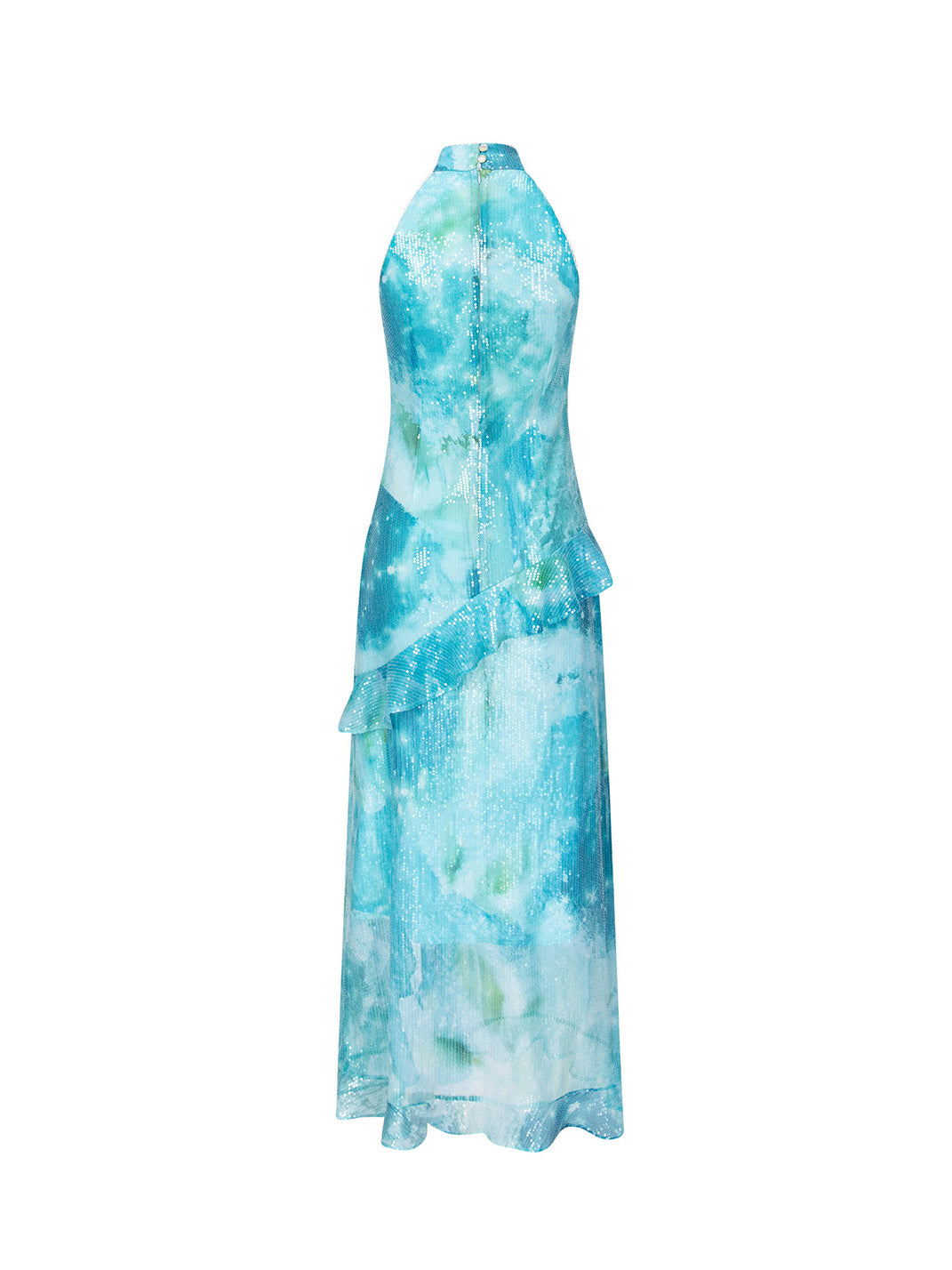 Mint Sequin Ruffle Cheongsam Dress