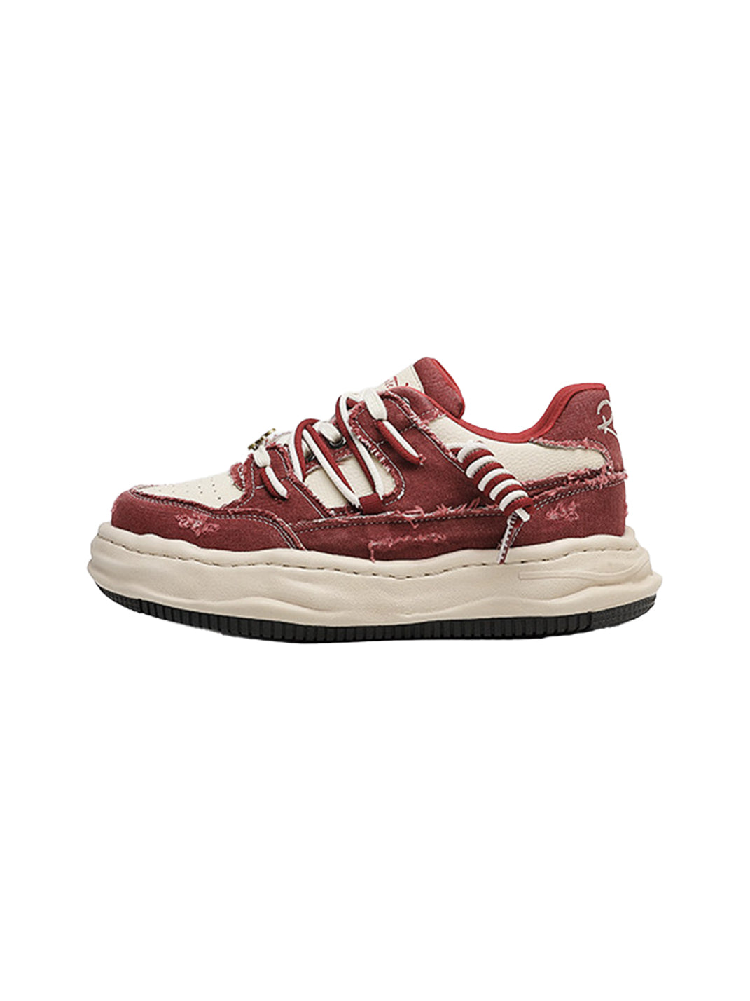 Retro Distressed Denim Wavy Sole Sneakers