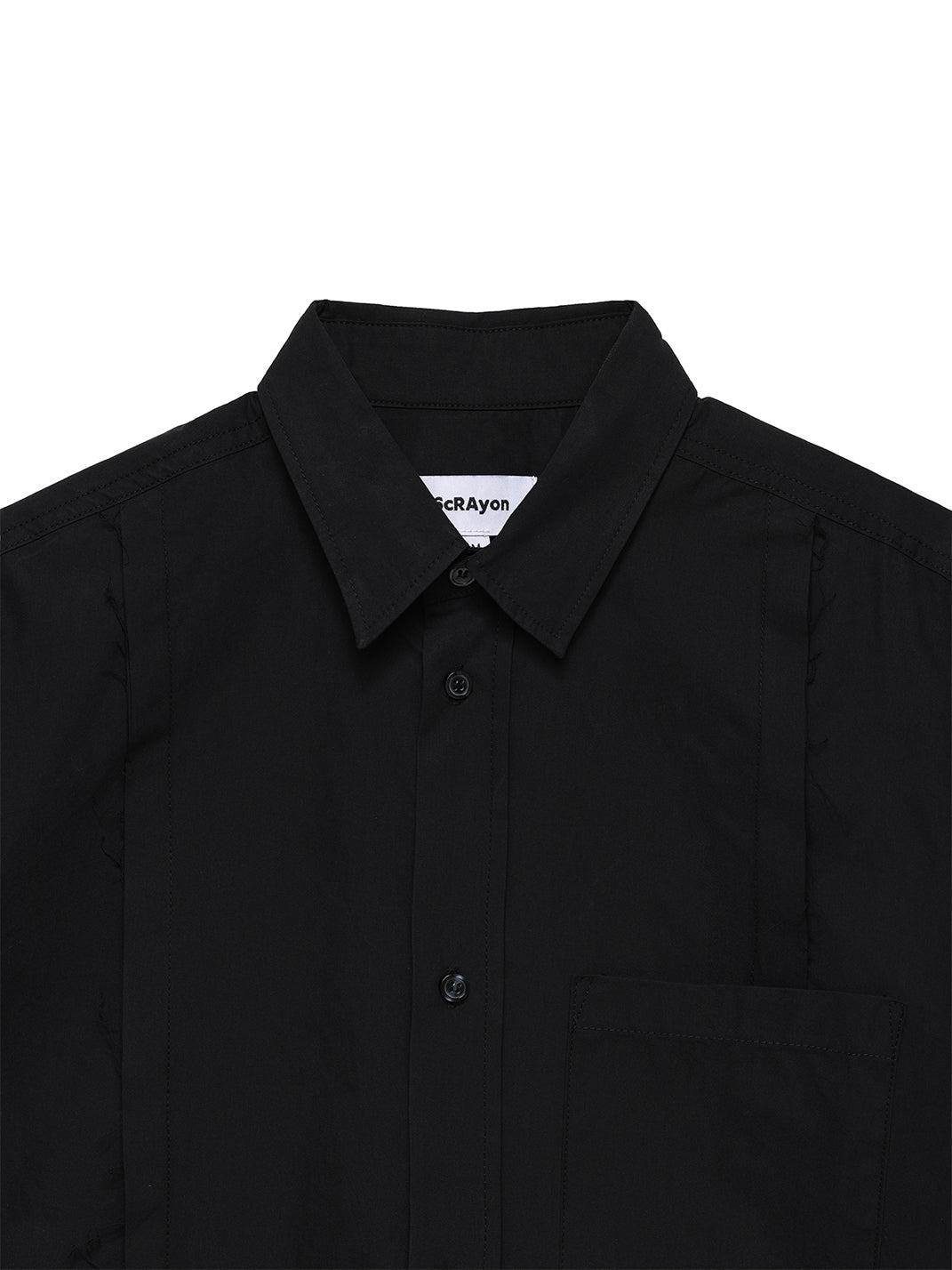 Patchwork Basic Black Cotton Poplin Embroidered Shirt
