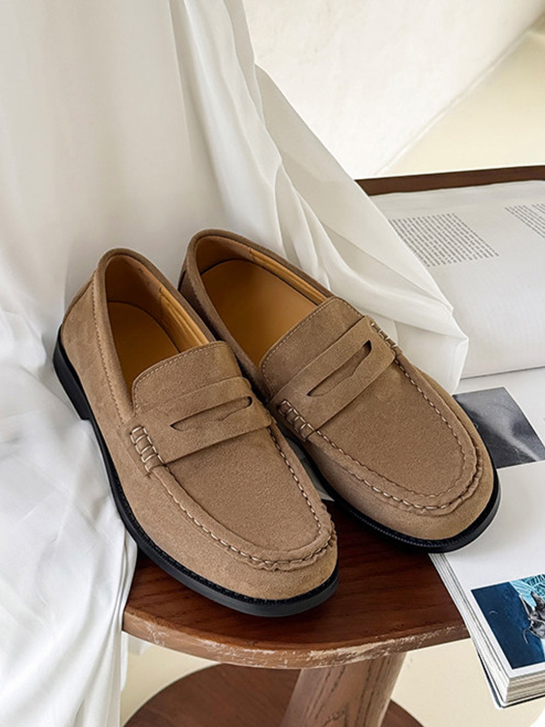 Calfskin Square Toe Loafers