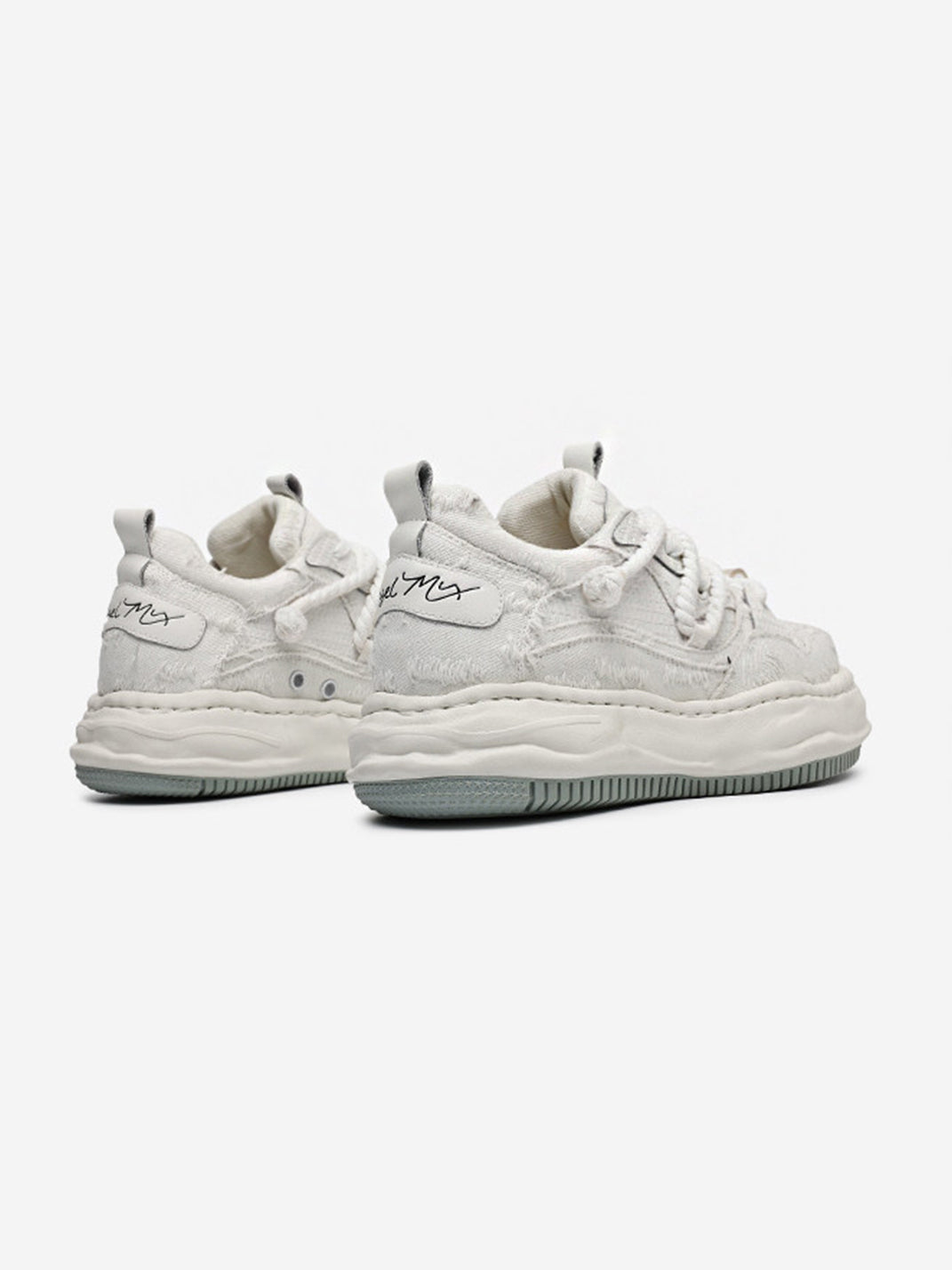 Frayed Fabric Wavy Sole Chunky Sneakers