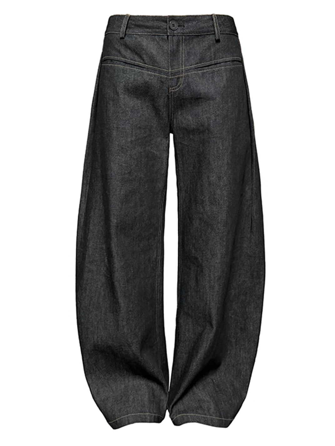 Low-Rise Curved Raw Denim Jeans