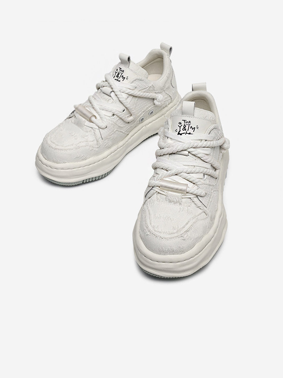 Frayed Fabric Wavy Sole Chunky Sneakers