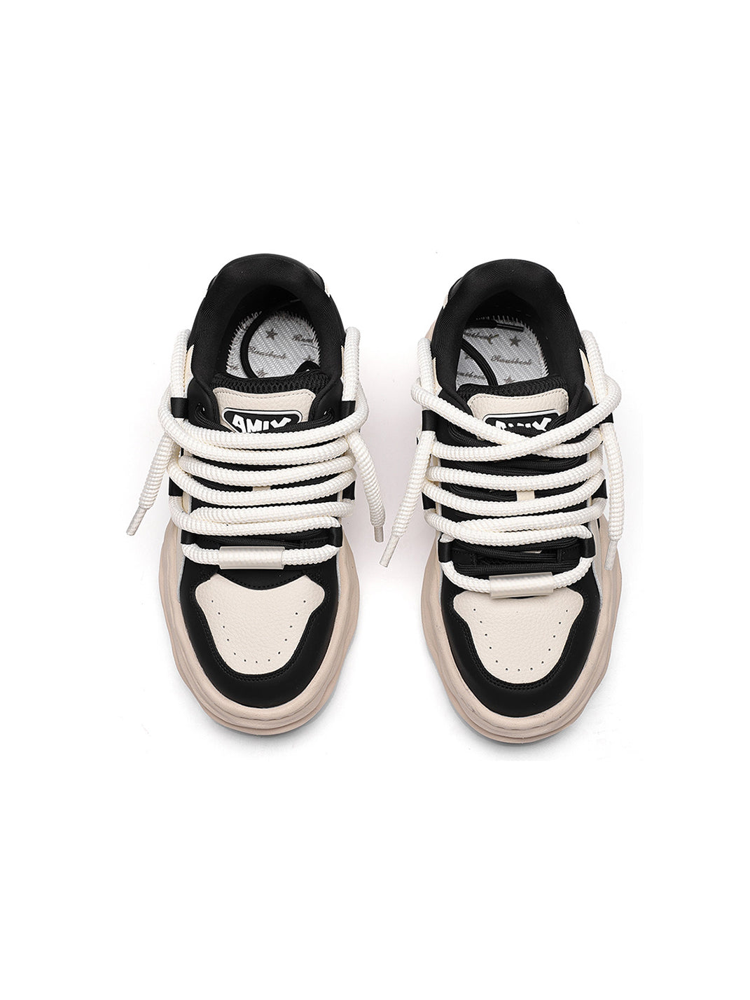 Paneled Upper Wavy Sole Chunky Sneakers