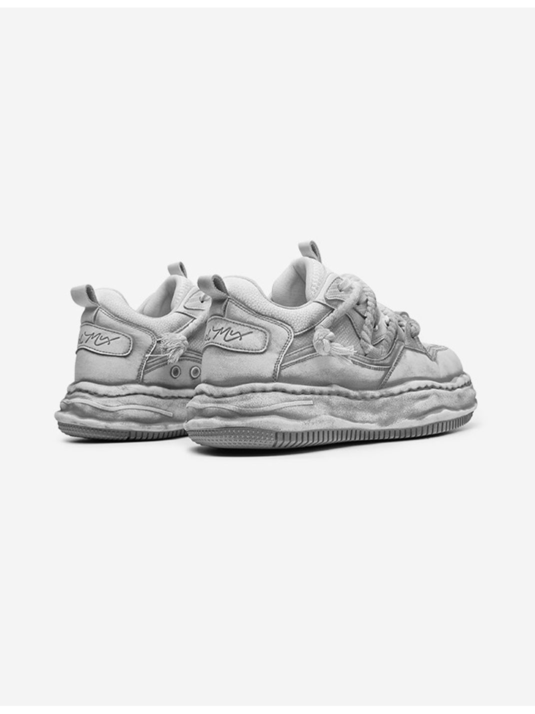 Vintage Washed Wavy Sole Chunky Sneakers