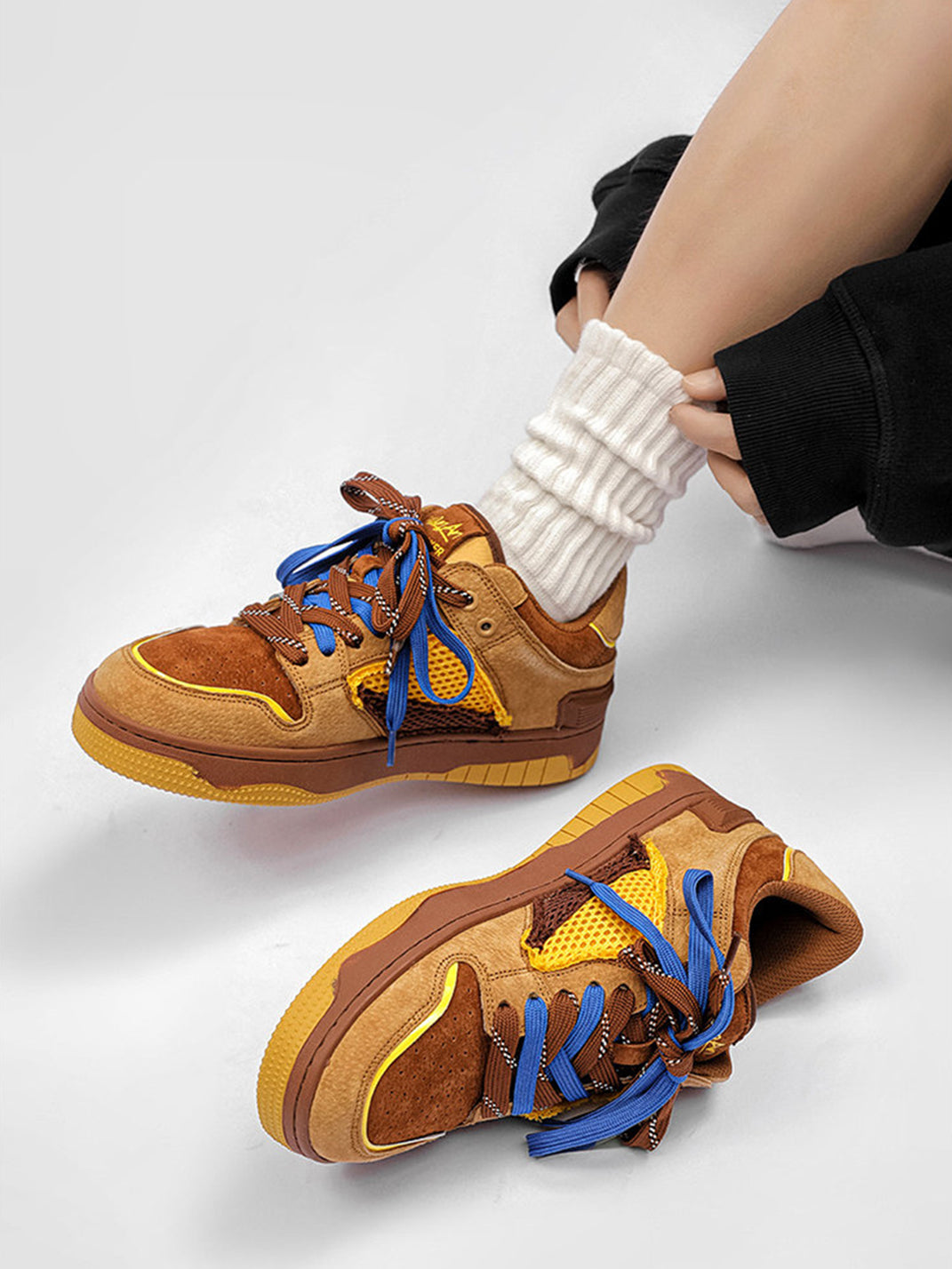 Dual-Lace System Perforated Upper Sneakers