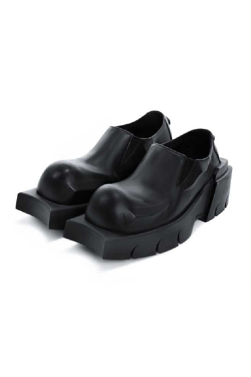 Black Leather Chunky Platform Clogs