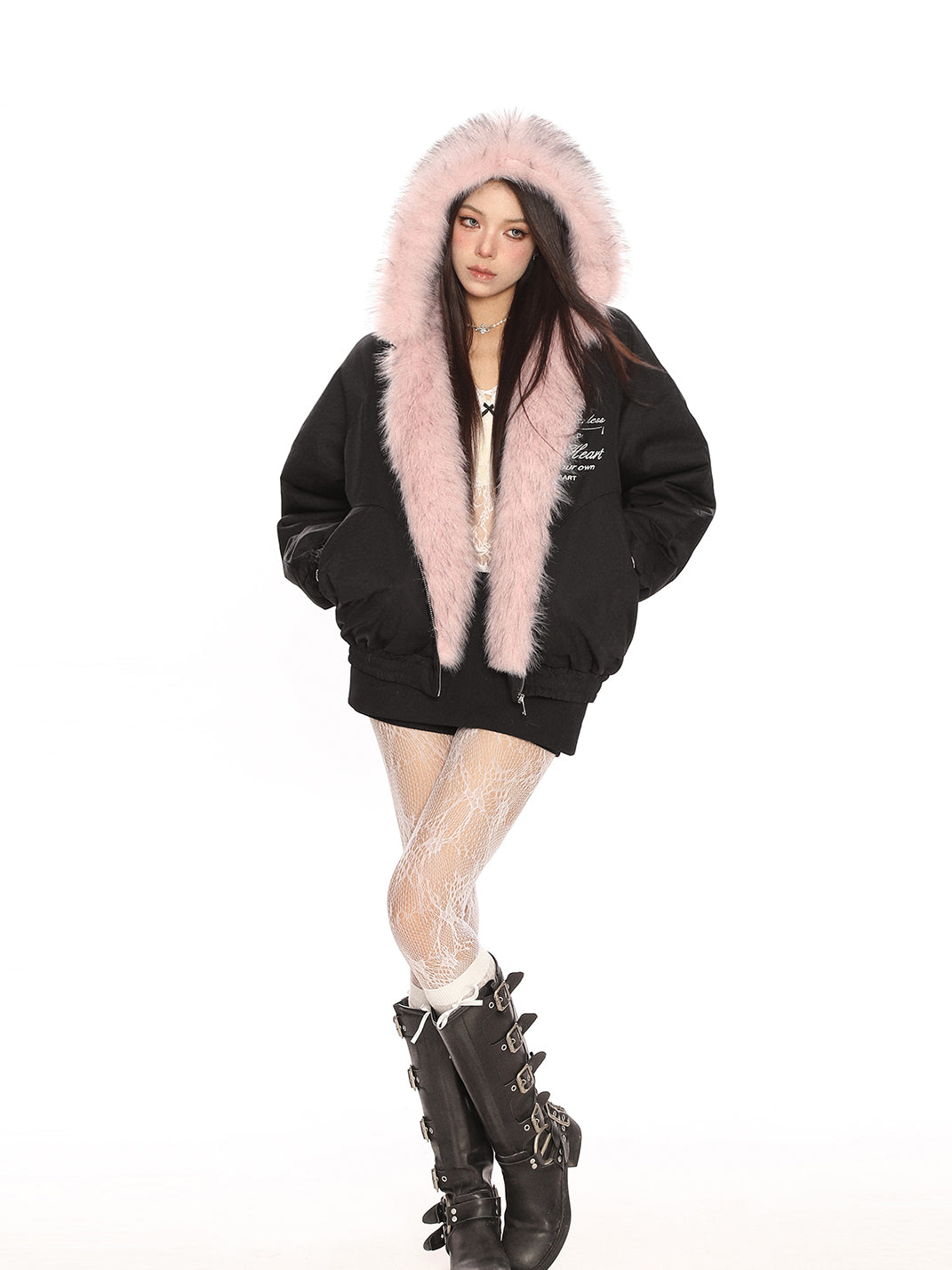 Reversible Fur Hooded Puffer Jacket