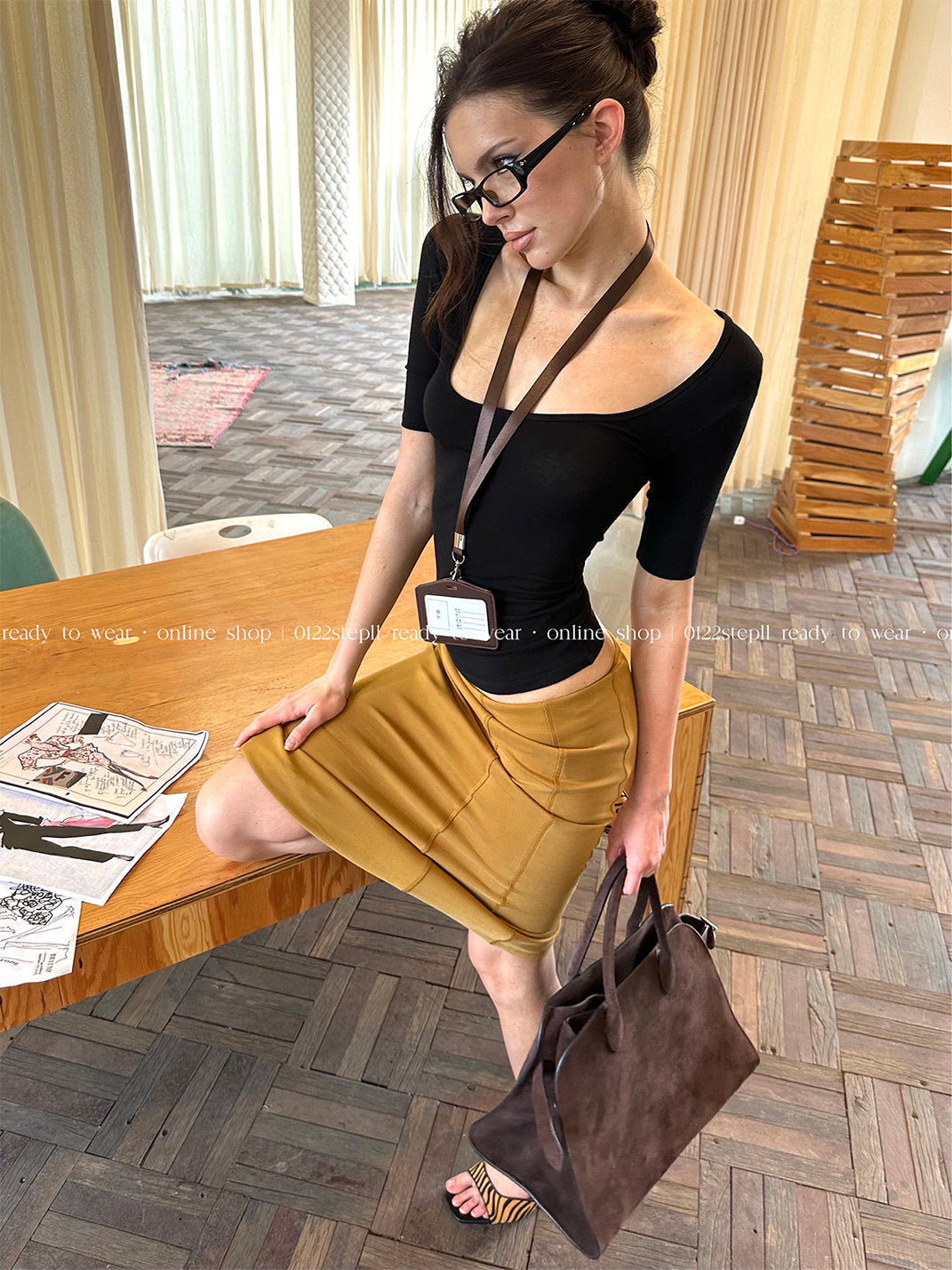 Square-Neck Slim-Fit Knit T-Shirt - View 2