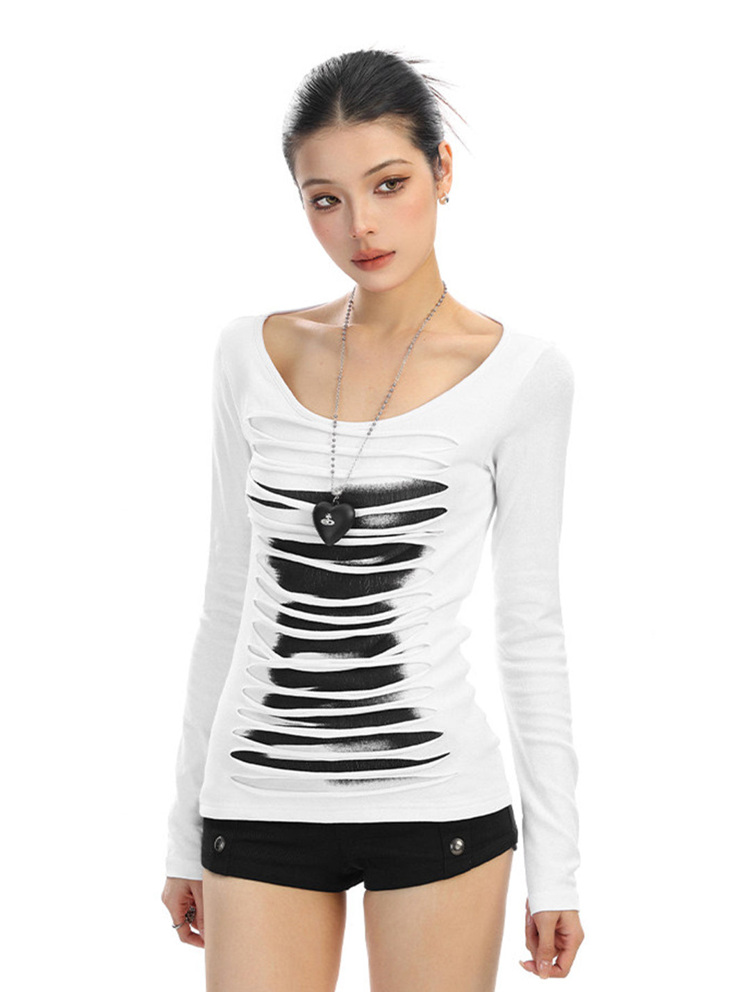 Backless Cutout Long-Sleeve Top