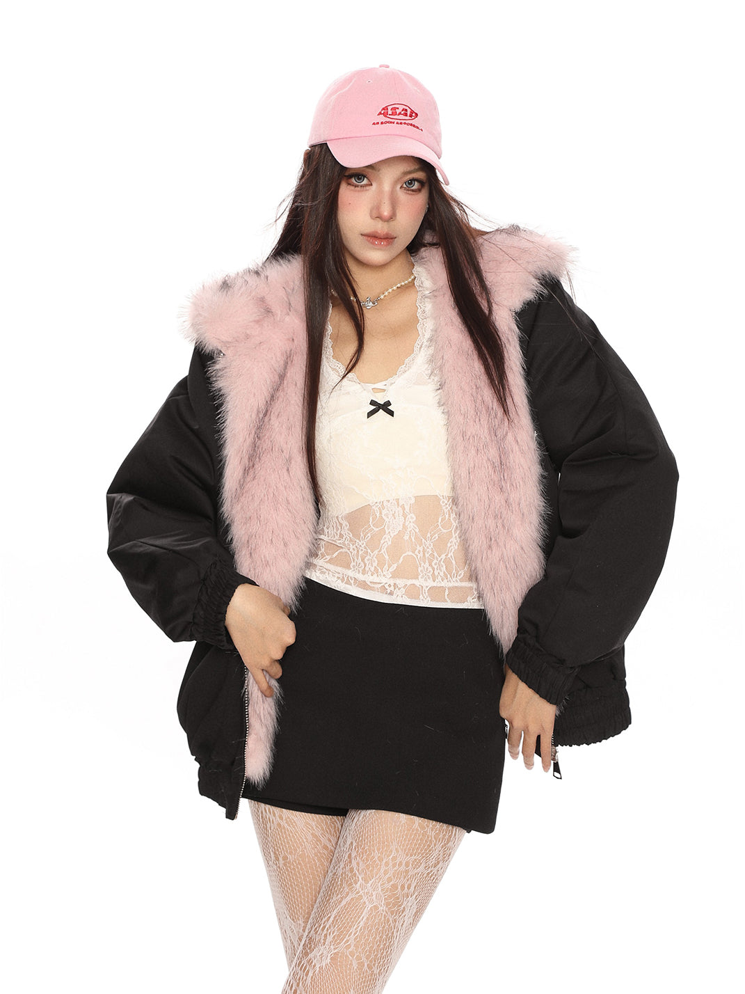 Reversible Fur Hooded Puffer Jacket
