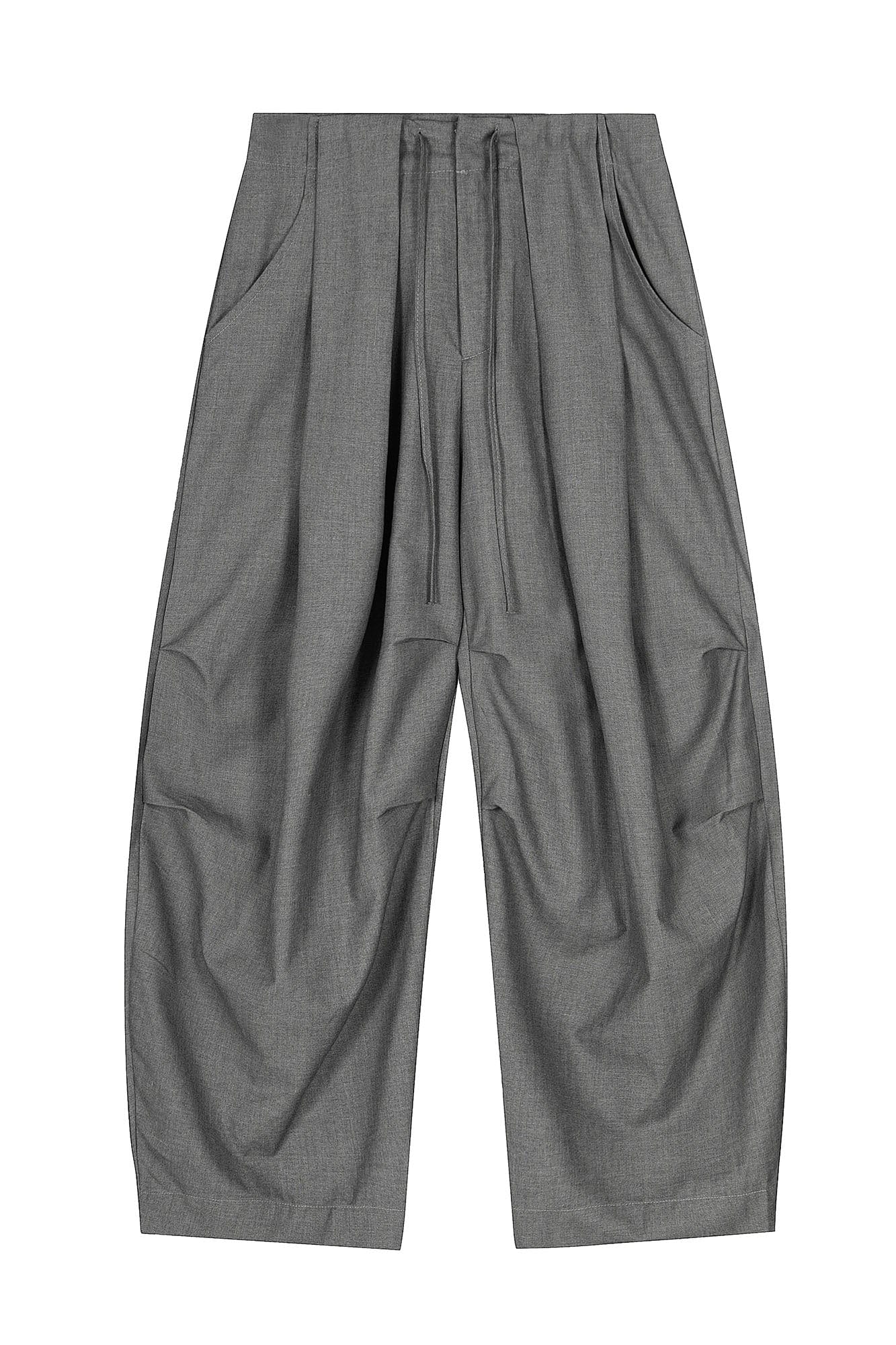 Essential Gray Pleated Wide-Leg Trousers