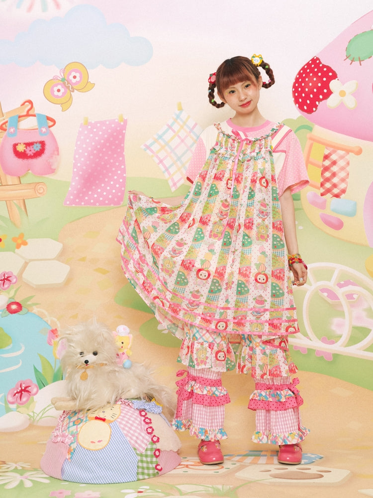Sweet Apple Ruffle Lounge Cami Dress