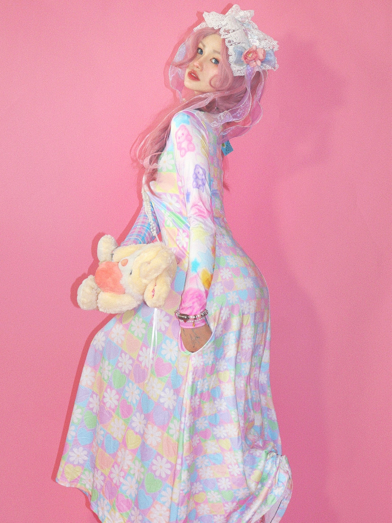 Pastel Patchwork Daisy Nightgown Dress